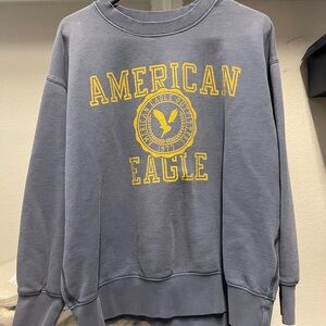 American Eagle Outfitters Blue and Yellow Crew Neck Sweatshirt
